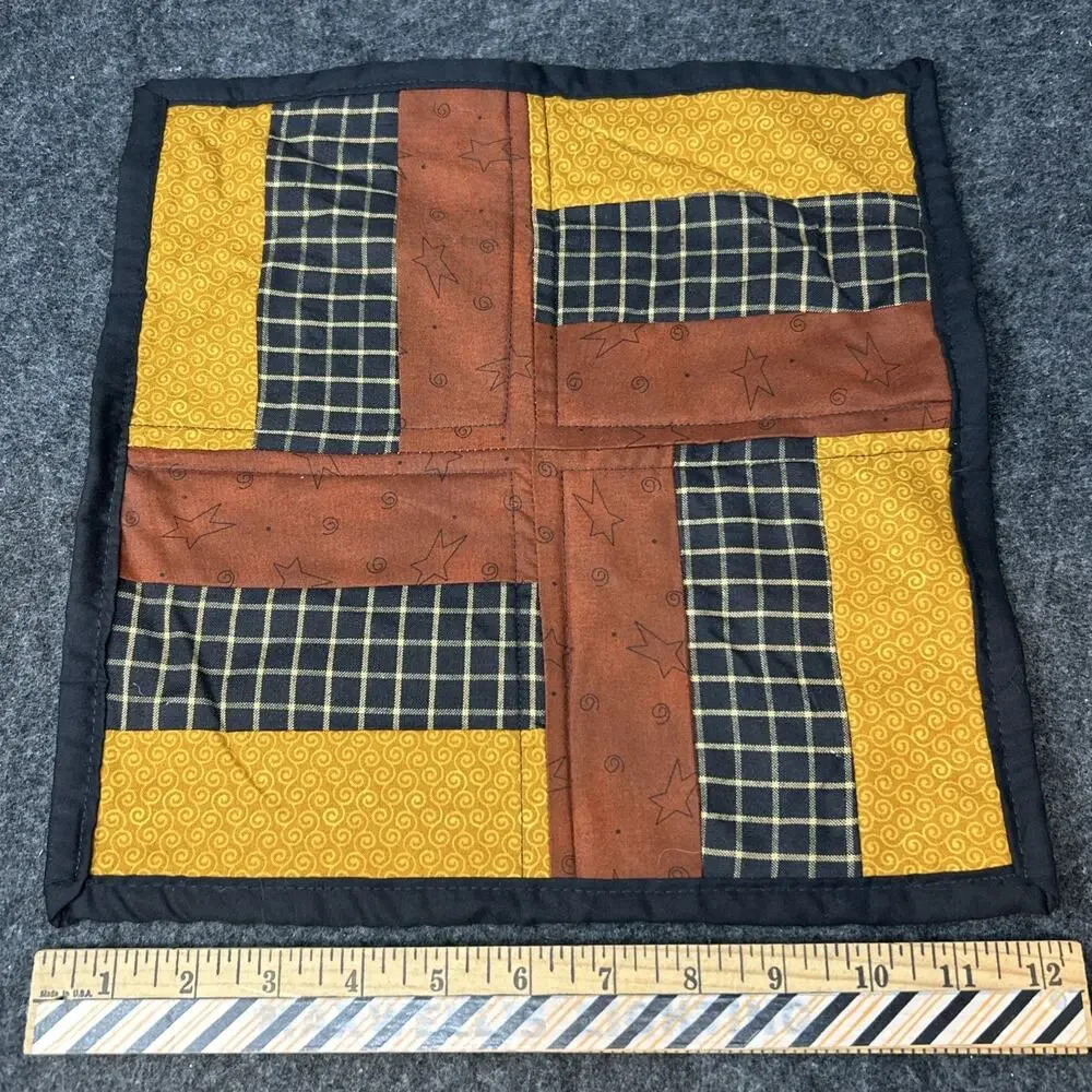 Handmade Harvest Table Mat 12 Inch Quilted Patchwork Fall Rustic Farmhouse Decor